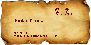 Hunka Kinga névjegykártya
